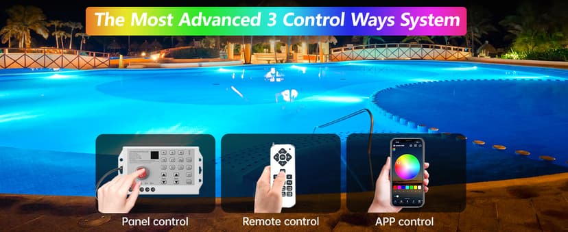 60ft Led Smart Pool Lights for Inground Pool with 3 Control Way (App/Remote/Controller), 54W 10 Inch Color Changing Underwater Swimming PoolLight for 10" Large Wet Niches