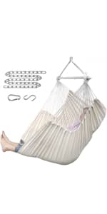 ADVOKAIR Hammock Chair Swing (500 lbs Max) - Hanging Hammock Chair Rope Swing Indoor for Bedroom, Outdoor, Patio, Bedroom, Porch, Deck - Sturdy Steel Bar with Anti-Slip Safety Rings