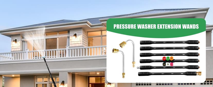 Upgrade Pressure Washer Extension Wand,Balabulala Power Washer Lance with 7 Spray Nozzle Tips, Gutter Cleaner Attachment Curved Rod,1/4" Quick Connect,Anti-Leaked Ring Replacement