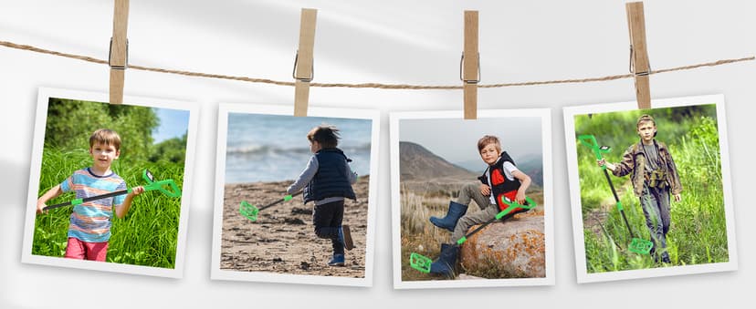 OMMO Metal Detector, Rechargeable Built-in Battery Kids Metal Detector with Funny LCD Display, Adjustable Metal Detectors for Kids with Waterproof Search Coil USB Cable for Detecting Treasure