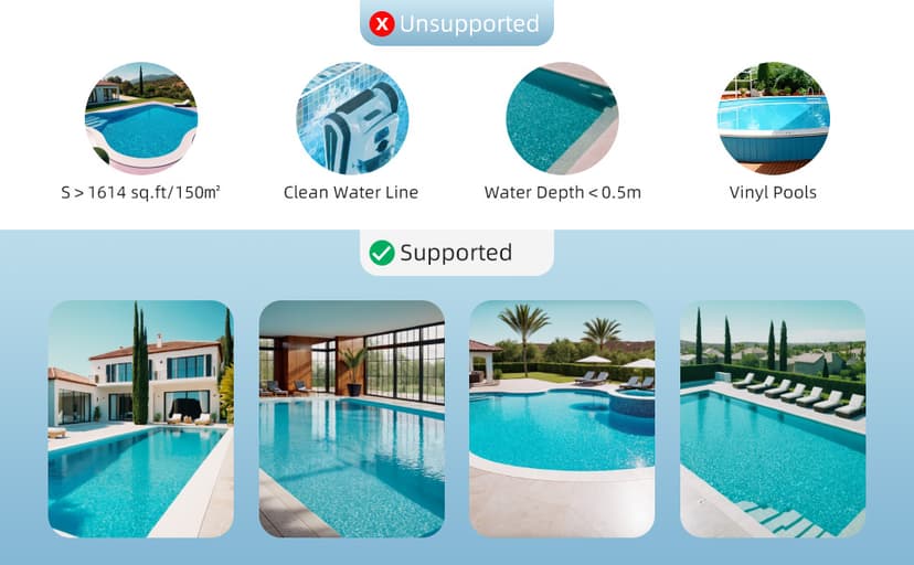 Cordless Pool Vacuum for Inground Pools, Automatic Robotic Pool Cleaner with Wall and Waterline Cleaning, Gray