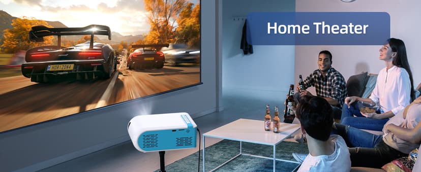 Nasin Mini Projector, 1080P Supported Portable Movie Projector, Home Theater and Outdoor Use, Compatible with IOS, Android, Tablet, Laptop, TV Stick, Type C, USB & HDMI, Bluetooth Proyector