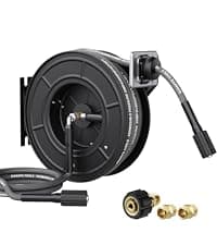 Giraffe Tools Grandfalls Pressure Washer G20 Pro, 2500 PSI 2.2 GPM, Wall Mounted Power Washer with 65FT Hose Reel, Ultra-Soft Pressure Hoses, 4 Nozzles for Floor/Cars/Fences/Patios, Dark Silver