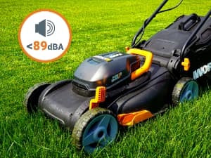 WORX 40V 17" Cordless Lawn Mower for Small Yards, 2-in-1 Electric Mower Cuts Quiet, Compact & Lightweight Push Lawn Mower with 7-Position Height Adjustment – 2 Batteries & Charger Included