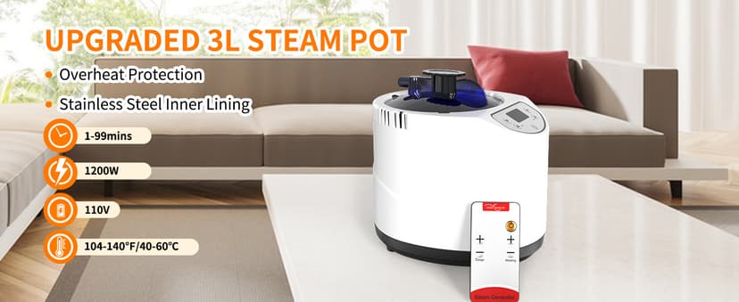 Portable Sauna for Home, Sauna Box Sauna Tent with 3L Steamer, Remote Control, Folding Chair and Foot Pad, Full Size Personal Steam Saunas for Home Spa, 15 Levels, Orange