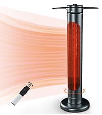ThermoMate Outdoor Indoor Electric Patio Heater, 1500W 38.5" Portable Tower Infrared Heaer, IP55 Rated Space Radiant Heater with Remote, Timer, Tip-over Protection for Backyard, Restaurant & Garage