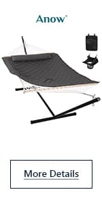 ANOW Double Hammock Pad and Pillow Set, 2 Person Polyester Hammock Pad, Light Brown