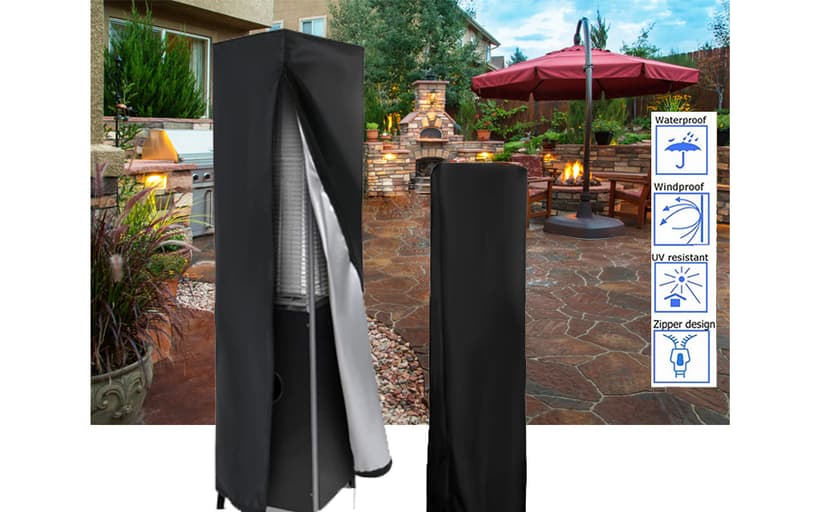 Patio Heater Cover, Outdoor Standing Square Heater Covers with Zipper Waterproof Windproof Thicker Oxford (Black, 87" H x 21" W x 24" D Inch)