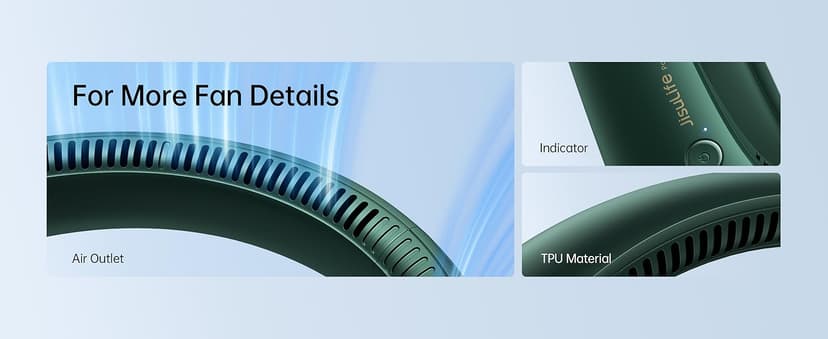 JISULIFE Portable Neck Fan, Hands Free Bladeless Fan, 5 Speeds, 4000 mAh Battery Operated Wearable Personal Fan, Twistable, Rechargeable, Gift for Women Men-Dark Green