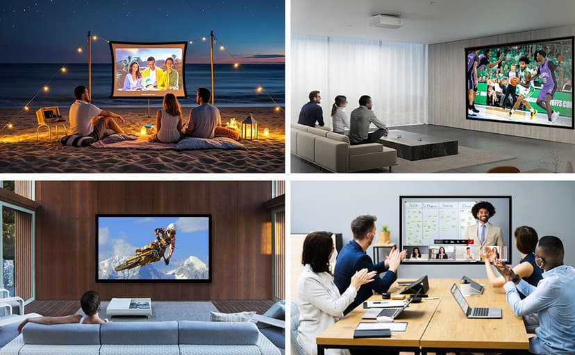 60 Inch Projector Screen, OKEDUO 4K 16:9 HD Portable Projection Movie Screen, Anti-Crease Indoor Outdoor, Simple Install, Easy Carrying Projection Screen for Home Theater Backyard