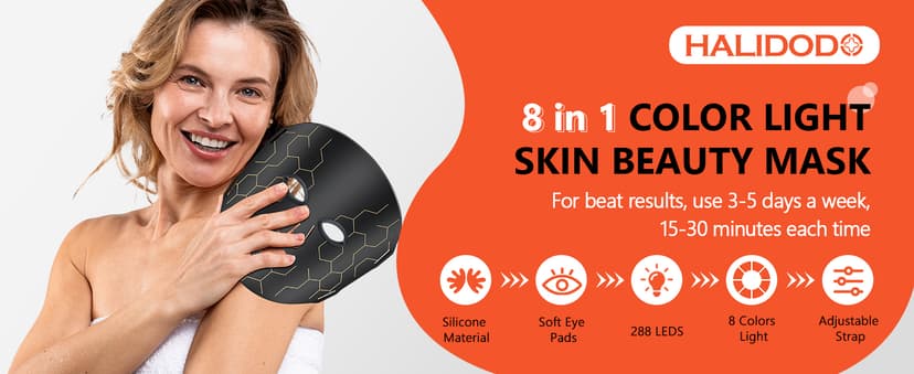 Red Light Therapy Mask for Face, 8 Mode Facial Skin Care Mask, 288 Lamp Red Light Therapy Mask at Home, 660nm&850nm Infrared Light Therapy Mask with Timer Remote Control, Relife