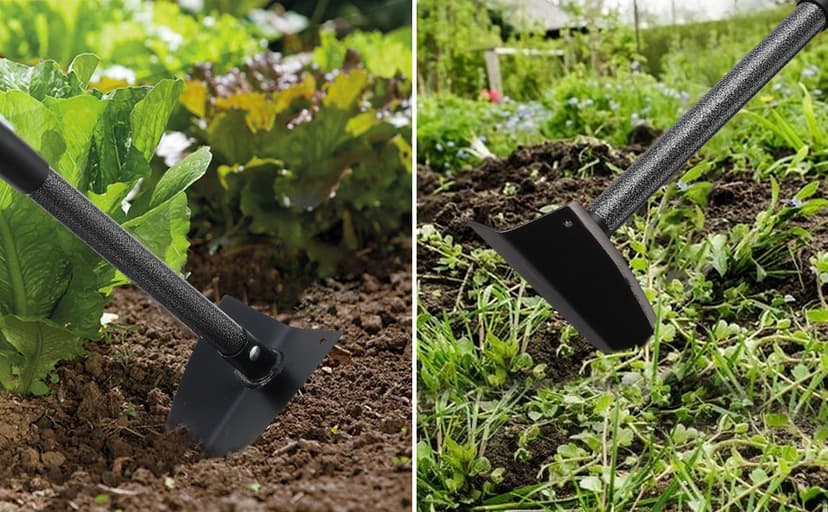 Hoe Garden Tool, Triangle Hoe Gardening Weeding Tool, 60" Long Handle Heavy Duty Manual Weeder Gardening Hand Tools for Weeding, Digging, Loosening Soil