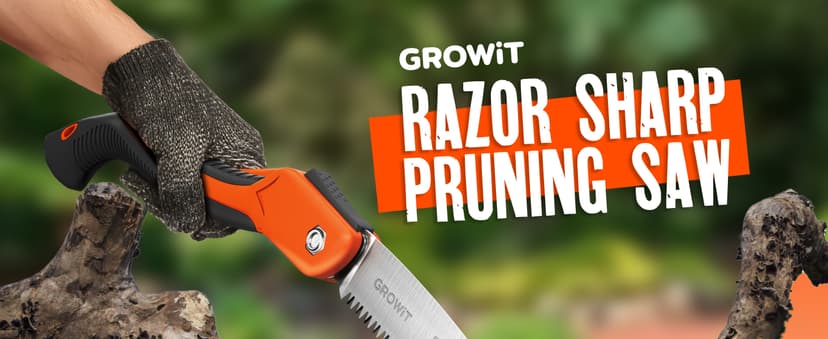 GROWIT Folding saw 11 Inch - Heavy Duty Pruning Saw with Triple-Cut SK5 Blade, 7 TPI Razor Teeth for Tree Trimming, Wood Cutting, Camping, Bushcraft, and Gardening