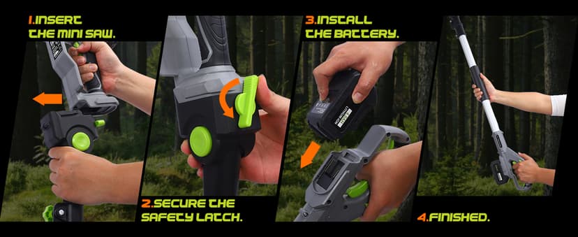 2-in-1 Cordless Pole Saw (2025 Upgraded), 7 Inch Brushless Mini Chainsaw with Extension Pole, Pole Saws for Tree Trimming Battery Powered with 2x 20V 4000 mAh Battery, 16ft Reach Electric Pole Saw