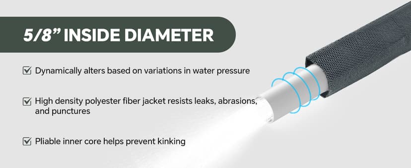 50ft Non-Expanding Garden Hose – Ultra-Light, Kink-Free, High-Pressure, Abrasion-Resistant, Durable, All-Weather, Eco-Friendly, Black&Gray