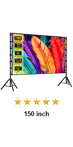 Projector Screen and Stand, Wootfairy 120 inch Foldable and Portable Projection Screen 16:9 4K HD Rear Front Wrinkle-Free Movie Screen with Carry Bag for Indoor Outdoor Home Theater Backyard Cinema
