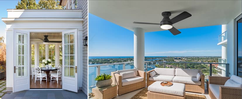 Amico Ceiling Fans with Lights, 42 inch Low Profile Ceiling Fan with Light and Remote Control, Flush Mount, Reversible, 3CCT, Dimmable, Noiseless, Black Ceiling Fan for Bedroom, Indoor/Outdoor Use