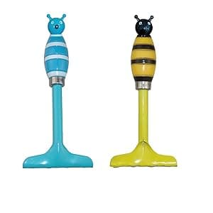 Kids Gardening Tool Sets Strip Bee Handle, 6 Pieces (Blue+ Yellow), Sandbox Play Beach Shovel and Toy Graden Hand Tool