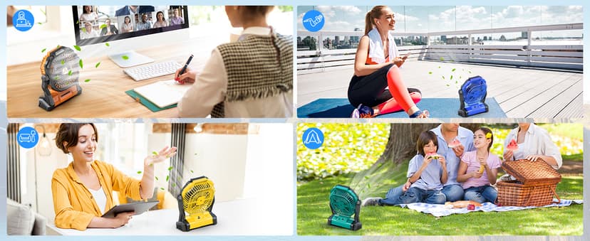 ONLYNEW Portable Fan Rechargeable, 20000mAh Cordless Battery Powered Fan with LED Lantern, USB C Battery Operated for Travel Bedroom Home Camping Tent Office Beach Desk Fishing Table