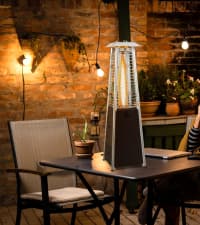 Tangkula Portable Patio Heater, 10,000 BTU Outdoor Tabletop Heater with Stainless Steel Burner, Tip-Over & Flameout Protection, 34" Pyramid Mini Outdoor Heaters for Patio, Porch, Deck (Bronze)