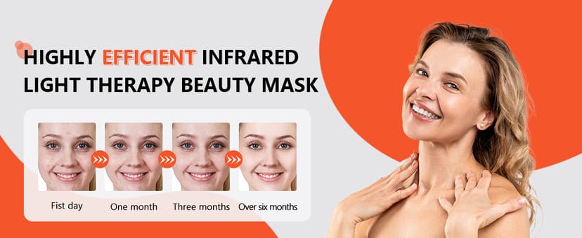 Red Light Therapy Mask for Face, 8 Mode Facial Skin Care Mask, 288 Lamp Red Light Therapy Mask at Home, 660nm&850nm Infrared Light Therapy Mask with Timer Remote Control, Relife