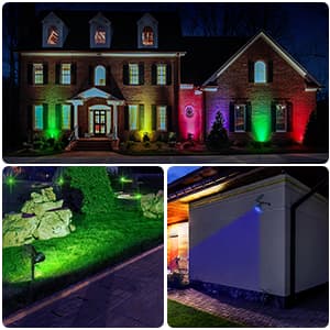 Solar Outdoor Lights, 9 Modes Color Changing 18 LED Solar Spot Lights Outdoor Waterproof Spotlight Landscape Light Solar Powered for Garden Yard Tree Flag Patio Christmas Halloween(2 Pack)