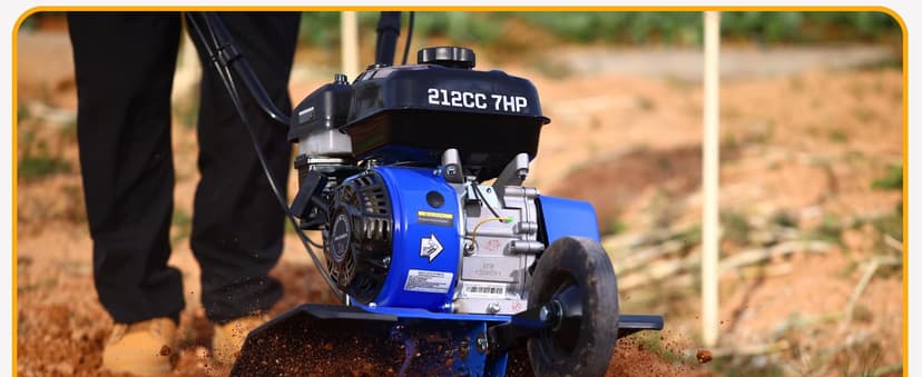 Rear Tine Tiller– 7HP 212CC 4-Cycle Gas Engine, 22" Adjustable Width, Heavy Duty High Carbon Steel Tines, Instant Reverse, Tiller for Gardening, New Ground Breaking & Deep Soil Cultivation
