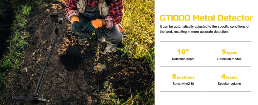 Metal Detector for Adults Professional, Rechargeable Lithium Battery Powered, Adjustable Retractable Foldable Metal Detector Waterproof High Accuracy Gold Detector, Backlit LCD Display