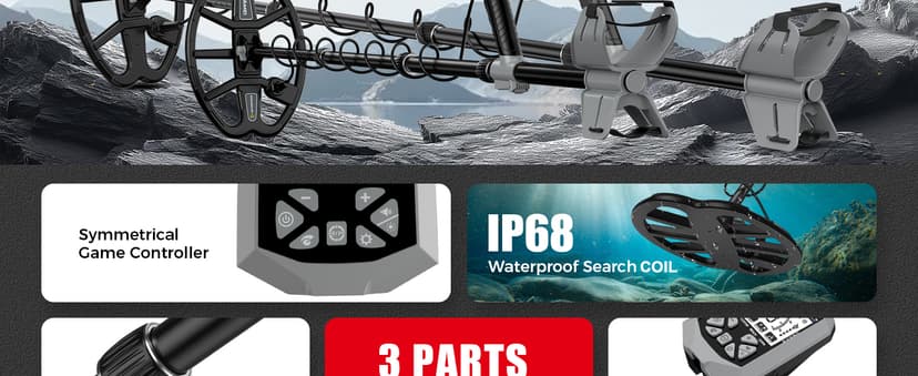 Metal Detector for Adults,12″ IP68 Waterproof Search Coil with High Accuracy System,Advanced DSP Chip Technology,5 Modes with LCD Backlit Display for Beach Hunting&Jewelry Finding