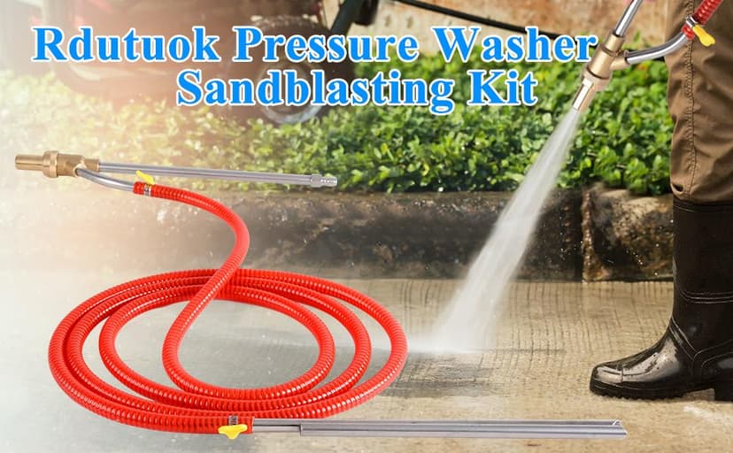 Rdutuok Pressure Washer Sandblasting Kit,Sand blaster for pressure washer with Replacement Nozzle Tips,Protect Glasses,1/4 Inch Quick Disconnect 5000 PSI for Abrasive Cleaning