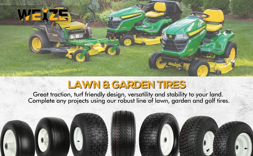 (2 Pack) WEIZE 15x6.00-6 Tire and Wheel Assembly, Replacement Riding Lawn Mower Front Tires, Compatible with Craftsman Riding Lawn Mowers, 3" centered Hub, 3/4" Bushing