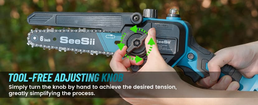 Seesii PS600 2-in-1 Electric Pole Saws for Tree Trimming, 6 Inch Mini Chainsaw Cordless with Extension Pole, Battery Powered Pole Chain Saw, Tree Trimmer Limb Branch Cutter Pruner with 2 Battery