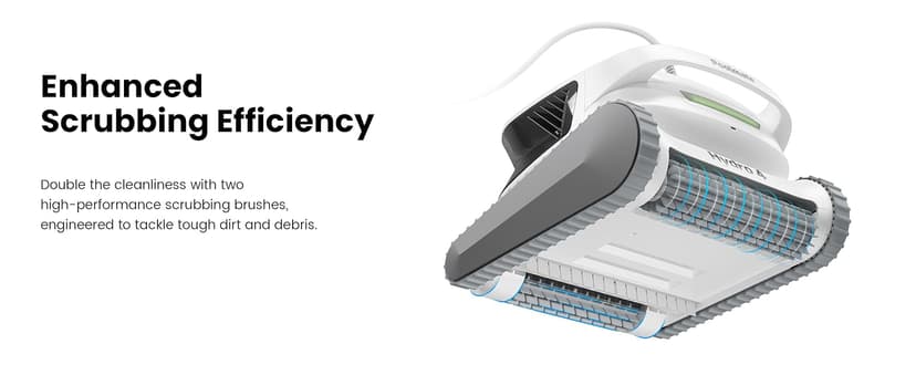 Hydro 4 Pool Robot, Pool Vacuum for Inground and Aboveground Pools, Floor, Wall and Waterline Cleaning and Scrubbing, Smart WiFi and Blutooth App Control, 50' Cord, Large Top Load Fine Filter Basket