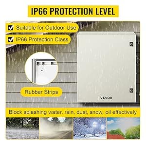 VEVOR Fiberglass Enclosure 19.7 x 15.7 x7.9 Electrical Enclosure Box NEMA 3X Electronic Equipment Enclosure Box IP65 Weatherproof Wall-Mounted Electrical Enclosure with Hinges & Quarter-Turn Latches