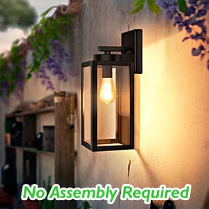 BesLowe Outdoor Wall Mount Light Fixture, Exterior Wall Lantern Waterproof, Black Outside Porch Sconce Lighting with Matte Black Finish & Glass Shade for House Garage Doorway Patio, E26 Socket