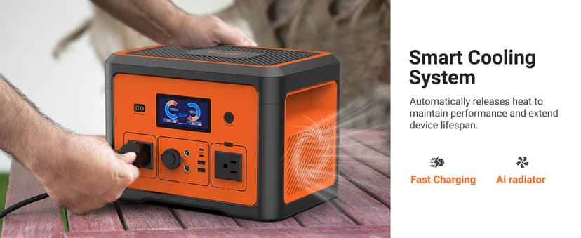 Portable Power Station 665.6Wh, Peak 1800W Solar Generator with UPS Battery Backup & Surge Protector, Portable Generator for Home Use, Camping, RV, CPAP, 10 Outlets with Bluetooth Speaker & LED Lights