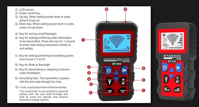 NF-826 Underground Wire Locator & Cable Tracer/Buried Wire Tracer and Cable Locator/Under Ground Circuit Tracer,for Dog Fence Cables Irrigation Control Wires,Tone Generator Kit (Professional Grade)