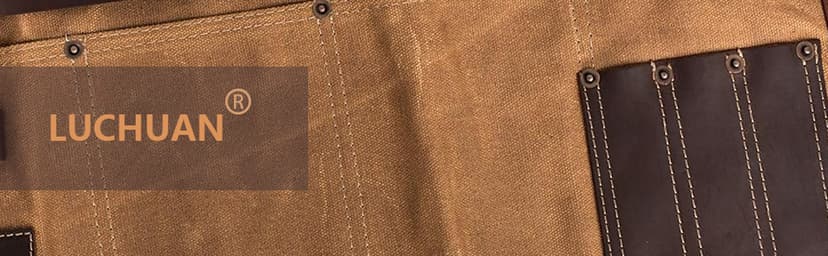 Luchuan Waterproof Waxed Canvas Tool Apron With the Adjustable Genuine Leather Belt (Black)