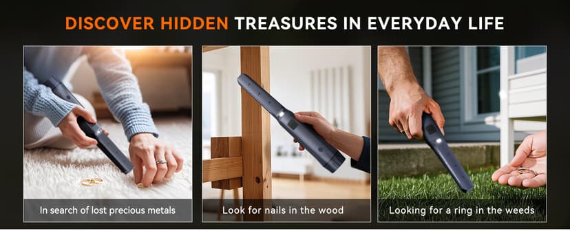 SUNPOW Metal Detector Pinpointer Rechargeable – 800mAh Battery for 15H Use – IP68 Fully Waterproof Handheld Wand – High Sensitivity 360° Detection – Treasure Hunting Tool for Adults & Kids – NXGD02