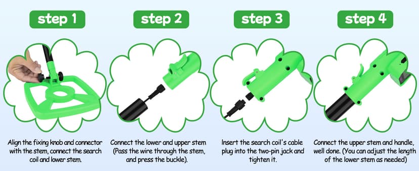 OMMO Metal Detector, Rechargeable Built-in Battery Kids Metal Detector with Funny LCD Display, Adjustable Metal Detectors for Kids with Waterproof Search Coil USB Cable for Detecting Treasure