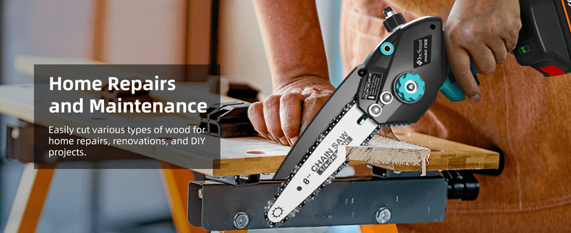 Mini Chainsaw Cordless, 8 inch & 6 inch Electric Chain Saw with 2 Pack Rechargeable Batteries, Battery Powered Handheld Saw for Trees Trimming Wood Cutting, Perfect Gardening Tools for Men Dad Husband