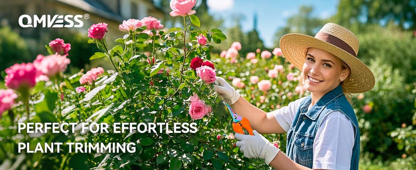 QMVESS Stainless Steel Garden Shears, Precision Cutting Pruning Shears, Lightweight Ergonomic Garden Clippers with Titanium Coating Straight Blade 3 Pcs Gardening Shears, Pruning Shears for Gardening