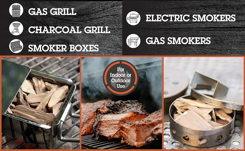 Camerons All Natural Oak Wood Chips for Smoker - 260 Cu. in. Bag, Approx 2 Pounds - Kiln Dried Coarse Cut BBQ Grill Wood Chips for Smoking Meats - Barbecue Smoker Accessories - Grilling Gifts for Men