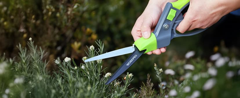 WORKPRO Grass Shears Handheld, Ultra-Sharp Grass Clippers with 360 Degree Swivel Blades, Manual Grass Cutter, Non-Slip Garden Shears, Gardening Scissors, Plant Clippers for Precise Lawn Trimming