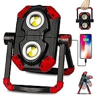 Yzoni Magnetic Light, Portable LED Work Light with 5 Light Modes, Magnetic Base Rechargeable Battery Operated COB Flashlight, Hold to Dim Flood Light for Car Repairing, Camping