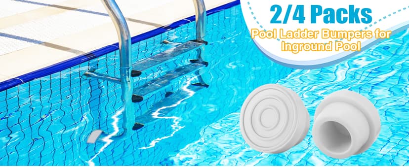 Pool Ladder Bumpers for Inground Pool - 4Packs Inside Plug Caps fit 1.9" Standard Steps Tubing, Rubber Foot Cover Protect Swimming Pool Liner