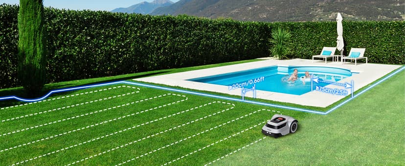 Robot Lawn Mower with Max 180m Stable Boundary Wire - Recommended 550㎡, Max 900㎡, 300% Higher Efficiency of Grid-Shaped Mowing Path, Automatic Robotic Lawn Mower with Auto Mapping & Recharge