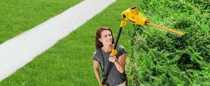 Alloyman 20V MAX Pole Hedge Trimmer,Telescoping Pole Hedge Trimmer,with 2 Packs 2.0Ah Batteries & Charger,8 Feet Hedge Trimmer for Shrubs Pruning