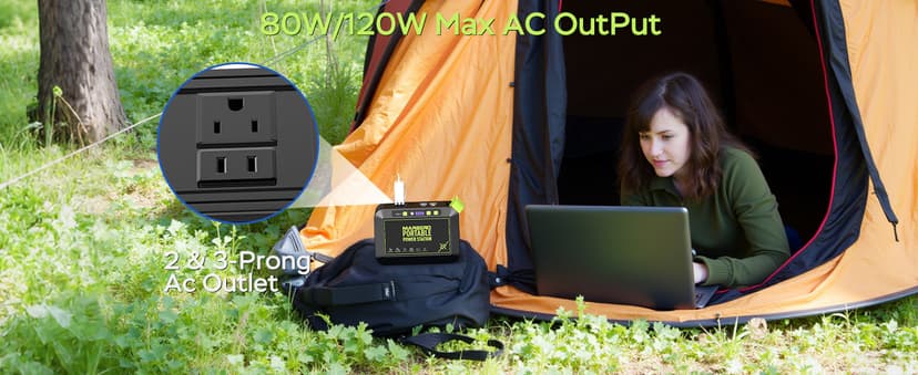 MARBERO 80W Solar Powered Generator with Panels 25W Included, 88.8Wh Lithium Battery Portable Power Station with AC Outlet 120W Peak Fast Charging 110V for Camping Outdoor Home Backup Backup RVs