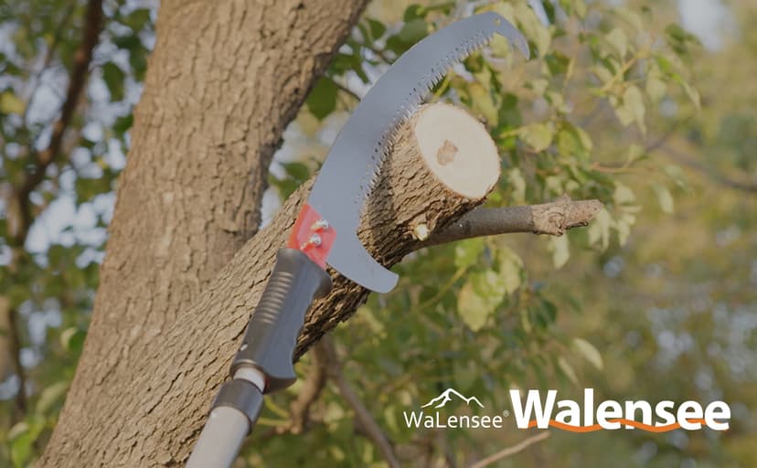 Walensee Pole Saws for Tree Trimming,7.2-27FT Extendable Tree Pruner,Manual Branch Timmer with Blade and Scissors High Branches Pruning Fiberglass Pole Pruner and Cutter Garden Tool with Storage Bag